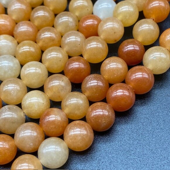 8mm Red Aventurine Genuine Natural Gemstone Bead Strand - Orange Tones - Picture 2 of 3
